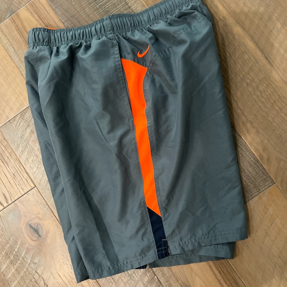 Nike Swim Trunks Neon Orange/Gray Athleisure Cruise Beach Run Liner Shorts K16